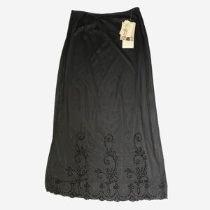 Vintage Y2K Scott McClintock NWT black mesh beaded scallop hem maxi skirt L